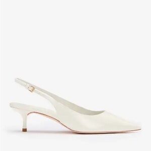 Reformation Wrenley Heeled Slingback Heels - White Patent Size 7.5
